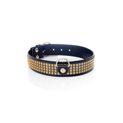 Fetish B - Series Collar with crystals 3 cm gold