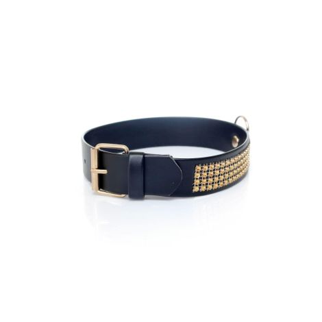 Fetish B - Series Collar with crystals 3 cm gold - 4