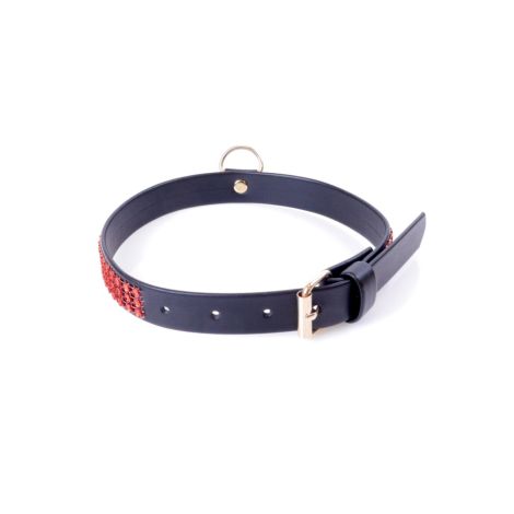 Fetish B - Series Collar with crystals 2 cm Red Line - 3