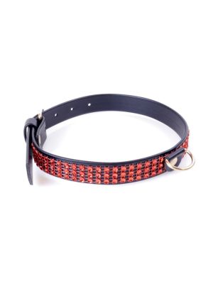 Fetish B - Series Collar with crystals 2 cm Red Line - image 2