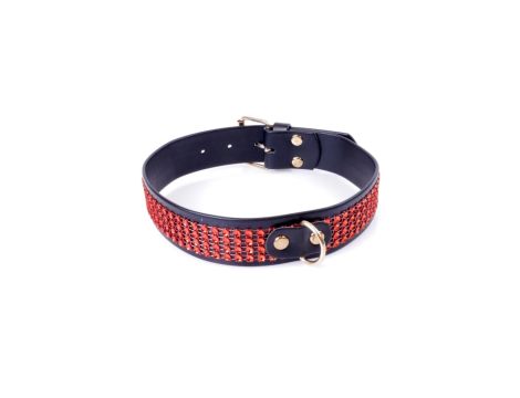 Fetish B - Series Collar with crystals 3 cm Red Line