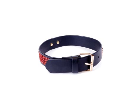 Fetish B - Series Collar with crystals 3 cm Red Line - 3