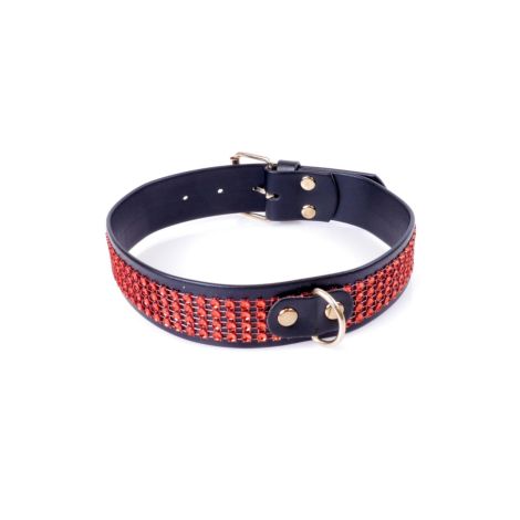 Fetish B - Series Collar with crystals 3 cm Red Line