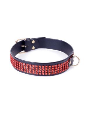 Fetish B - Series Collar with crystals 3 cm Red Line - image 2