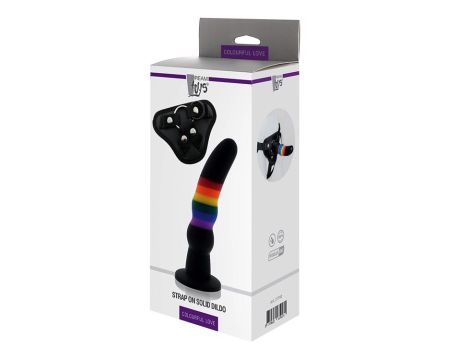 COLOURFUL LOVE STRAP ON SOLID DILDO