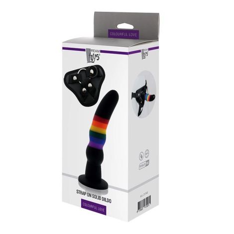 COLOURFUL LOVE STRAP ON SOLID DILDO