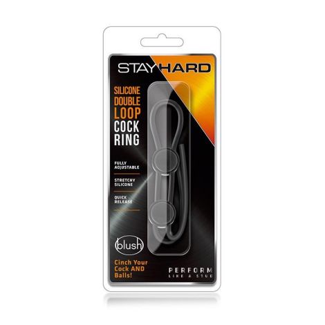 STAY HARD DOUBLE LOOP COCK RING BLACK