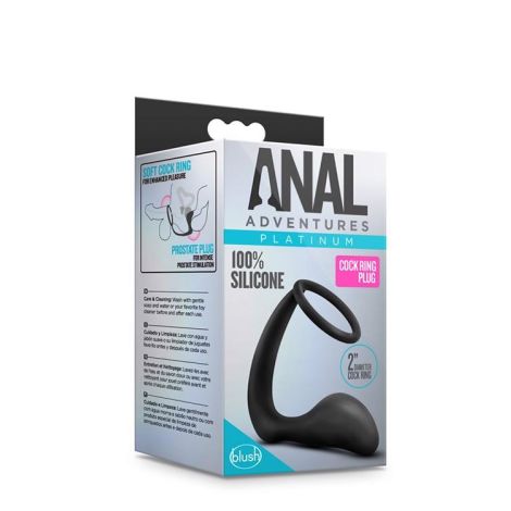 ANAL ADVENTURES COCK RING PLUG BLACK