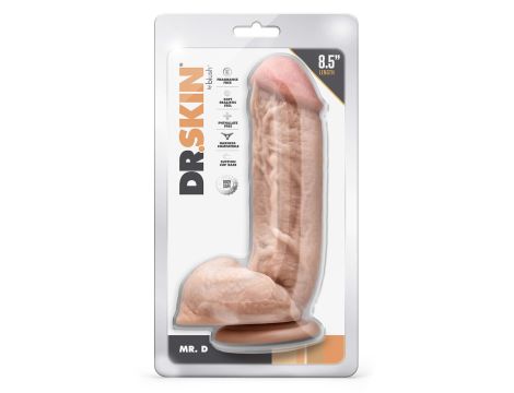 DR. SKIN MR. D 8.5 INCH DILDO WITH BALLS BEIGE