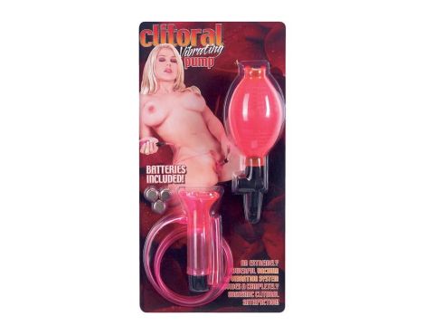 CLITORAL VIBRATING PUMP - CLEAR HOT PINK