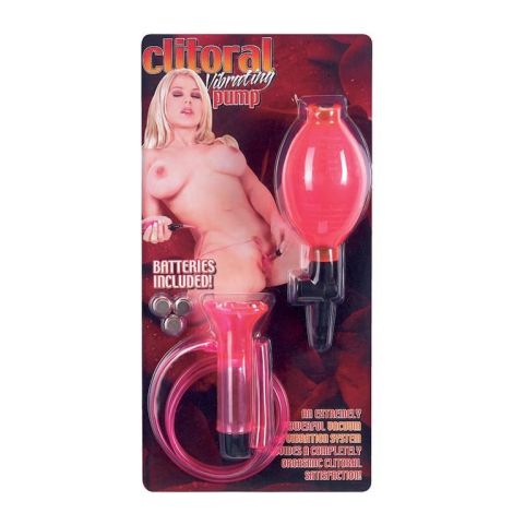 CLITORAL VIBRATING PUMP - CLEAR HOT PINK