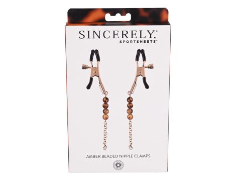 SPORTSHEETS AMBER BEADED NIPPLE CLAMPS - 5