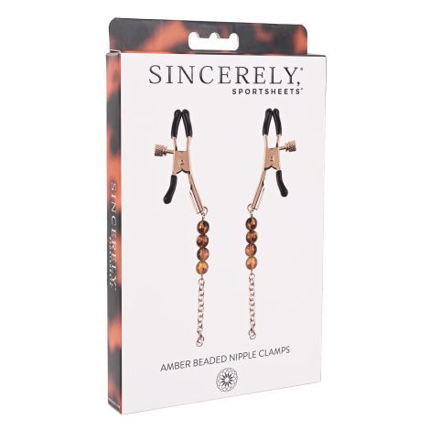 SPORTSHEETS AMBER BEADED NIPPLE CLAMPS