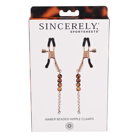 SPORTSHEETS AMBER BEADED NIPPLE CLAMPS - 5