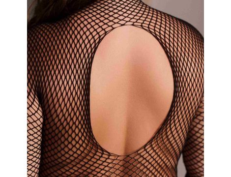 Bodystocking with fishnet structure, open crotch and turtle neck. - 7