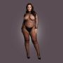 Bodystocking with fishnet structure, open crotch and turtle neck. - 6