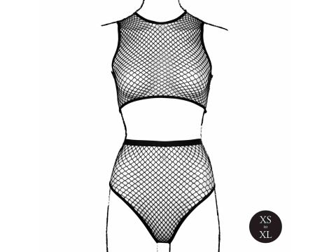 2 piece with crop top, pantie and fishnet structure. - 10