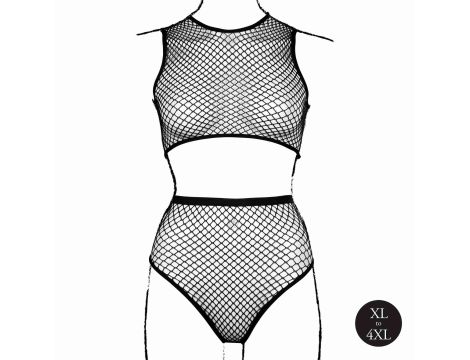 2 piece with crop top, pantie and fishnet structure. - 10