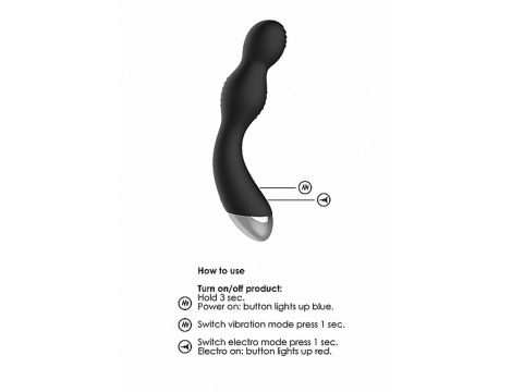 Remote Controlled E-Stim & Vibrating G/P-Spot Vibrator - Black - 14