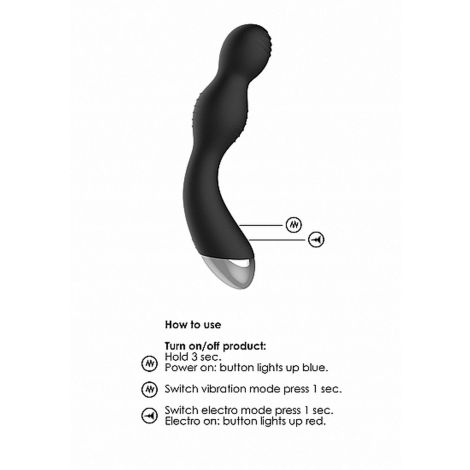 Remote Controlled E-Stim & Vibrating G/P-Spot Vibrator - Black - 14