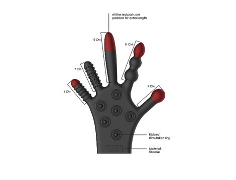 Silicone Stimulation Glove - Black - 5