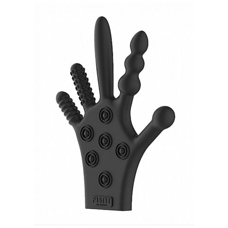 Silicone Stimulation Glove - Black - 4