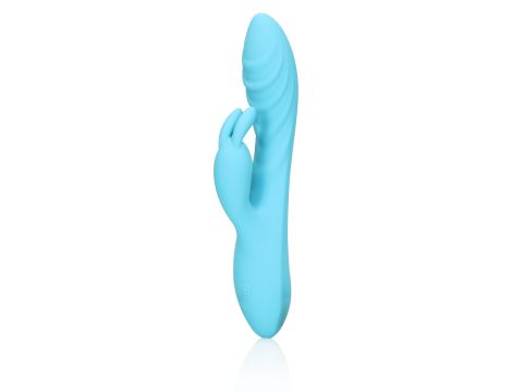 Ribbed Ultra Soft Silicone Rabbit Vibrator - Glacial Blue