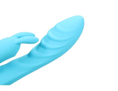 Ribbed Ultra Soft Silicone Rabbit Vibrator - Glacial Blue - 5