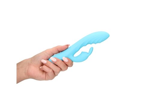 Ribbed Ultra Soft Silicone Rabbit Vibrator - Glacial Blue - 6