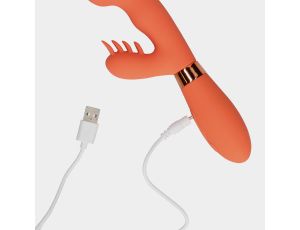 Silicone Rabbit Vibrator with Ribbed Clitoral Stimulator - image 2