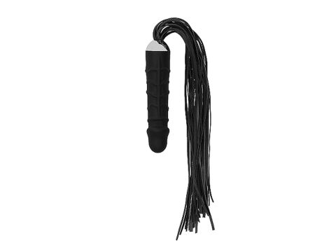 Black Whip with Realistic Silicone Dildo - Black