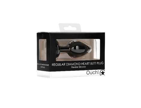 Diamond Heart Butt Plug - Regular - Black - 2