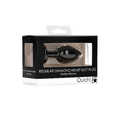 Diamond Heart Butt Plug - Regular - Black - 2