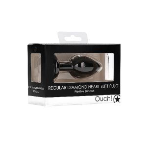 Diamond Heart Butt Plug - Regular - Black - image 2