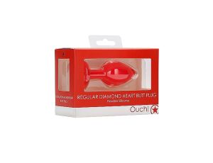 Diamond Heart Butt Plug - Regular - Red - image 2