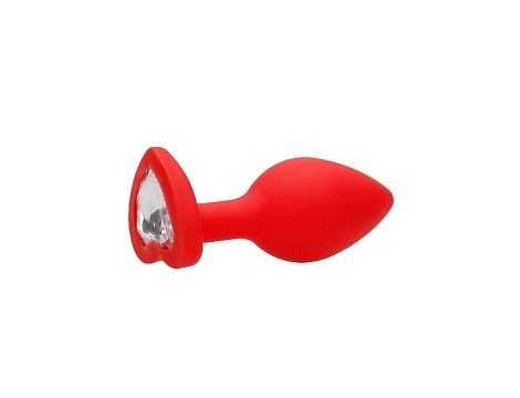 Diamond Heart Butt Plug - Regular - Red - 7