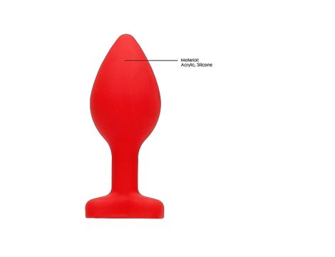 Diamond Heart Butt Plug - Regular - Red - 12