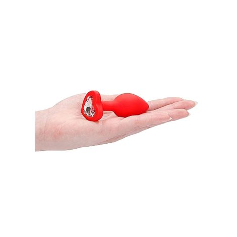 Diamond Heart Butt Plug - Regular - Red - 10