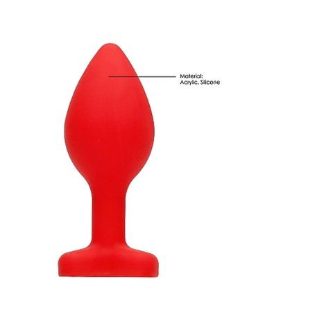 Diamond Heart Butt Plug - Regular - Red - 12