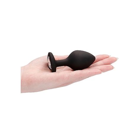 Diamond Heart Butt Plug - Large - Black - 8