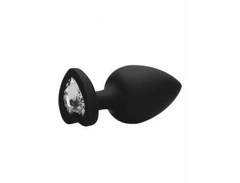 Diamond Heart Butt Plug - Extra Large - Black - 6