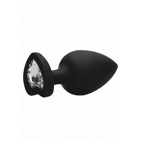 Diamond Heart Butt Plug - Extra Large - Black - 6