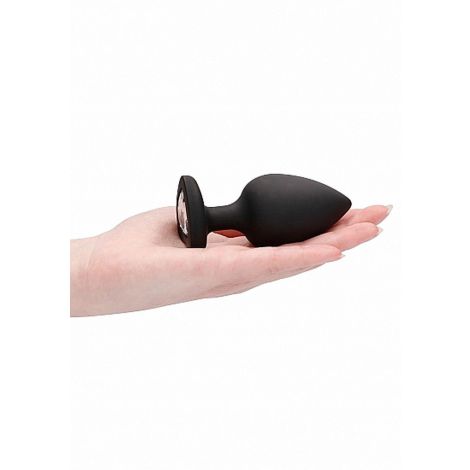 Diamond Heart Butt Plug - Extra Large - Black - 8