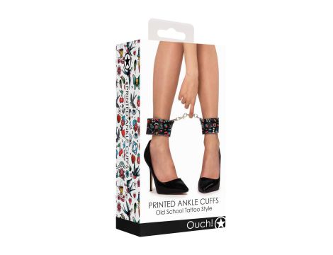 Printed Ankle Cuffs - Old School Tattoo Style - Black - 4