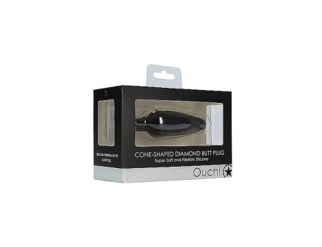 Cone-Shaped Diamond Butt Plug - Black - 2