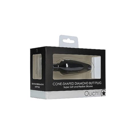 Cone-Shaped Diamond Butt Plug - Black - 2