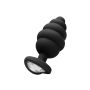 Regular Ribbed Diamond Heart Plug - Black - 2