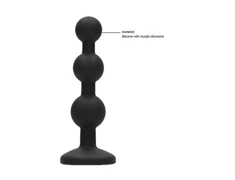 Silicone Beaded Diamond Butt Plug - Black - 7