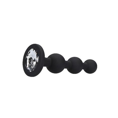 Silicone Beaded Diamond Butt Plug - Black - 5