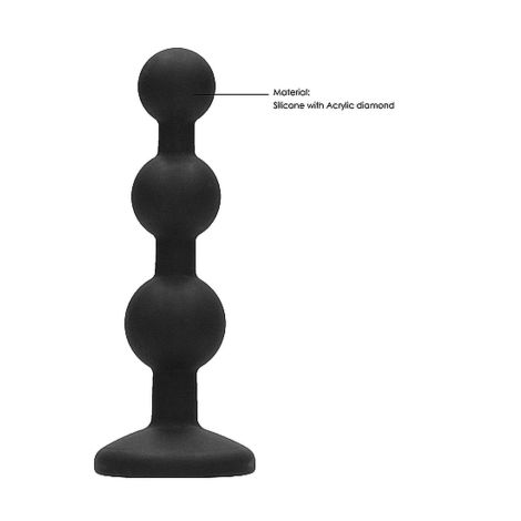 Silicone Beaded Diamond Butt Plug - Black - 7